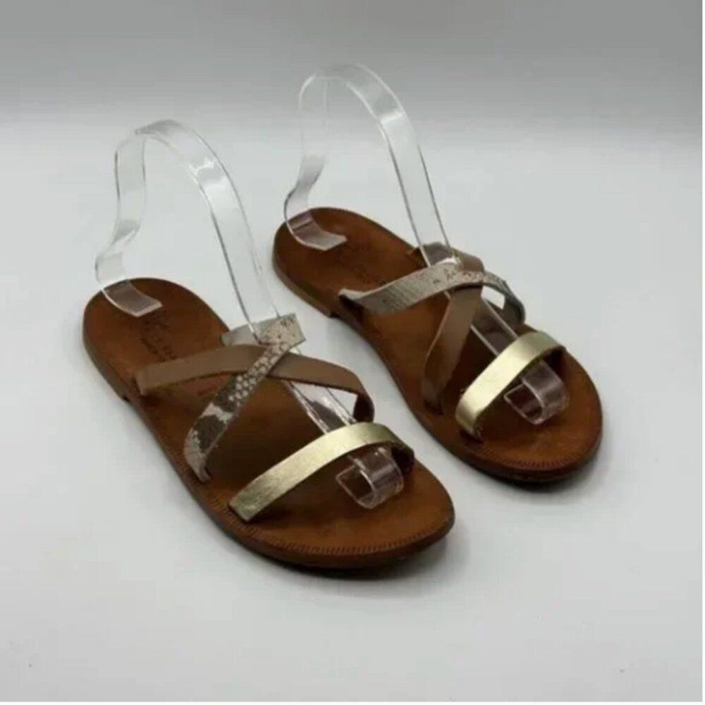 Joie A La Plage Leather Metallic Strappy Sandals Size 37.5